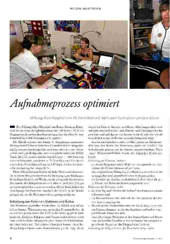 Vorschauseite 1: Aufnahmeprozess optimiert