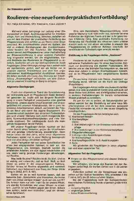 Vorschauseite 1: Rouliereneine neue Form der praktischen Ausbildung