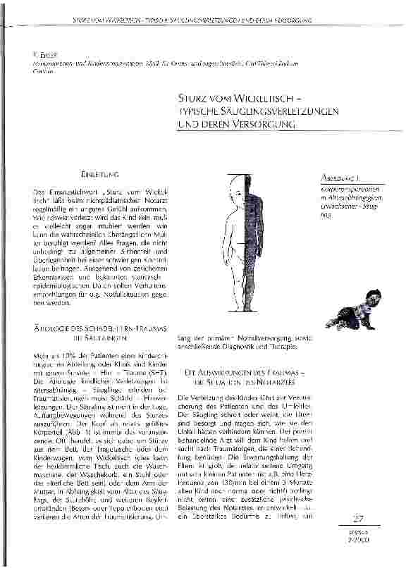 Vorschauseite 1: Sturz vom Wickeltisch - typische Säuglingsverletzungen und deren Versorgung