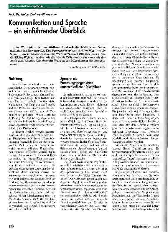 Vorschauseite 1: Kommunikation und Sprache - ein einführender Überblick