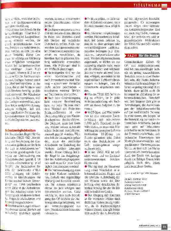 Vorschauseite 4: Arbeitsschutz in der Anästhesie
