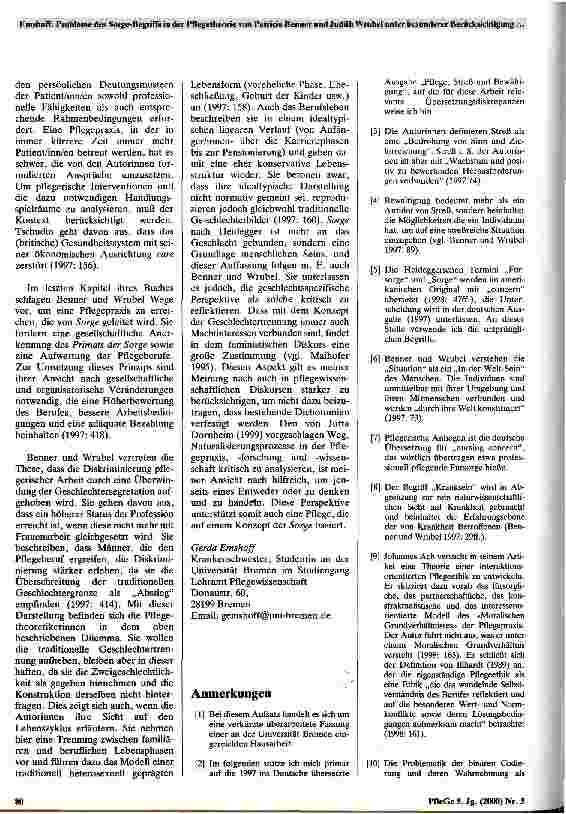 Vorschauseite 5: Probleme des Sorge-Begriffs in der Pflegetheorie von Patricia Benner und Judith Wrubel