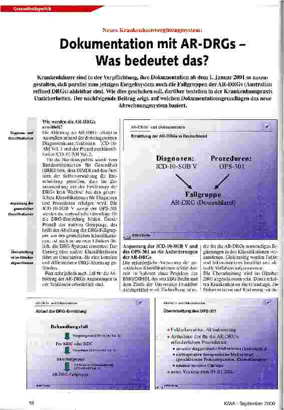 Vorschauseite 1: Dokumentation mit AR-DRGs - was bedeutet das? Neues Krankenhausvergütungssystem