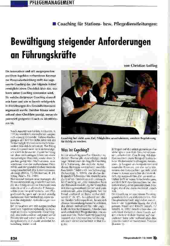 Vorschauseite 1: Bewältigung steigender Anforderungen an Führungskräfte Coaching für Stationsbzw. Pflegedienstleiungen