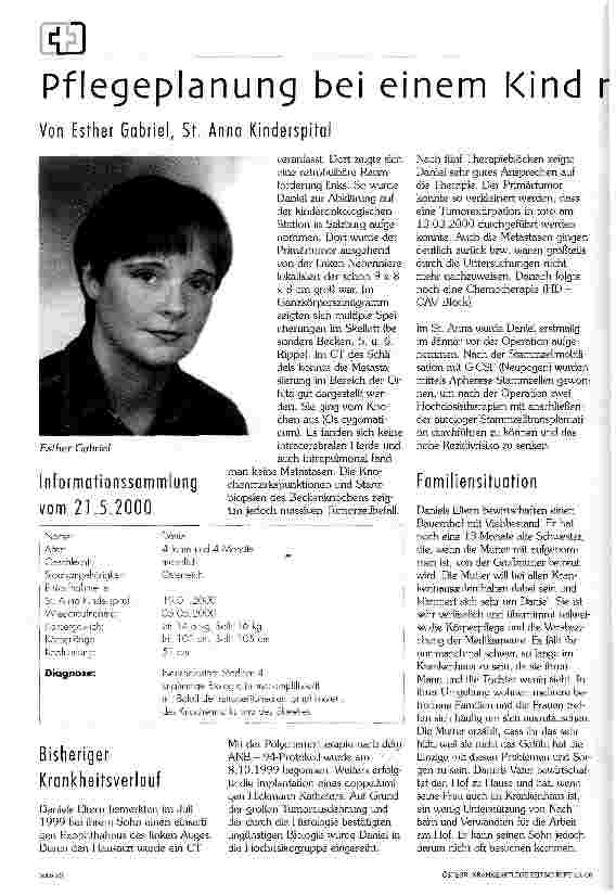 Vorschauseite 1: Pflegeplanung bei einem Kind mit Neuroblastom