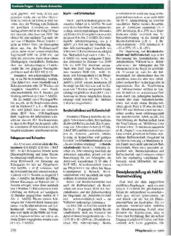 Vorschauseite 2: Der Dienstplan als Prüfstein für Teamarbeit Behindern Gesetzesgrundlagen eine teamorientierte Dienstplanaufstellung?