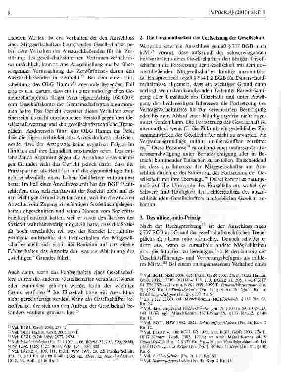 Vorschauseite 3: Der Ausschluss des „störenden Arztes aus der Praxisgesellschaft nach § 737 BGB