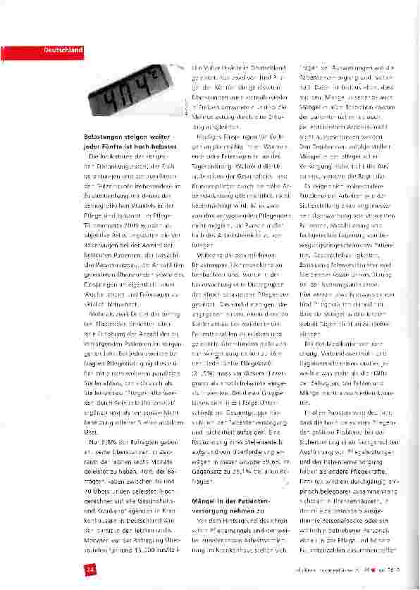 Vorschauseite 3: Zentrale Ergebnisse des Pflege-Thermometers 2009