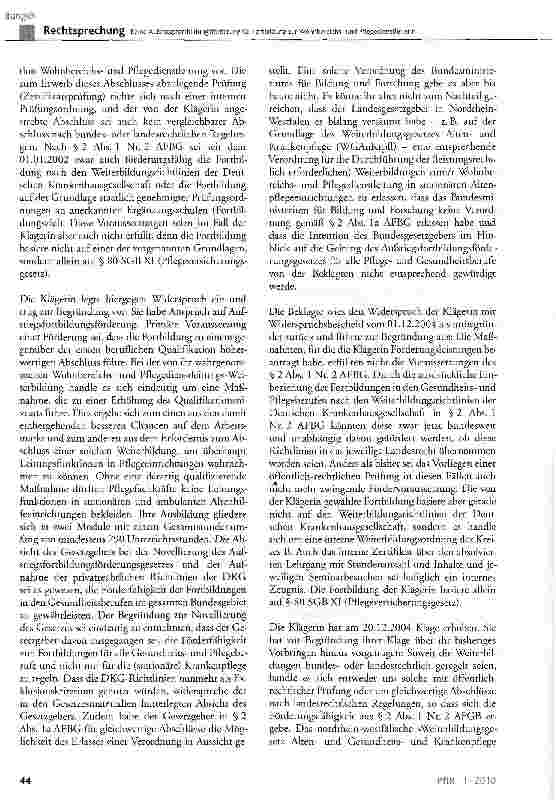 Vorschauseite 2: Keine Aufstiegsfortbildungsförderung für Fortbildung zur Wohnbereichsund Pflegedienstleiterin