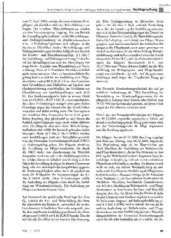 Vorschauseite 3: Keine Aufstiegsfortbildungsförderung für Fortbildung zur Wohnbereichsund Pflegedienstleiterin