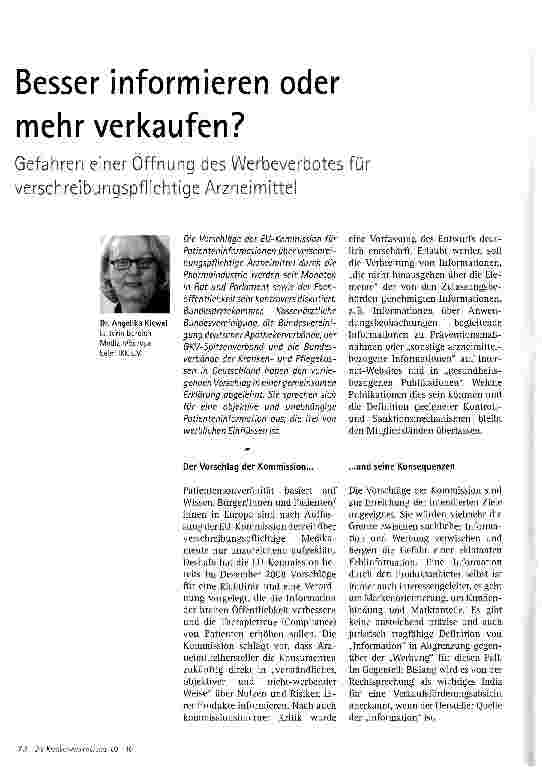 Vorschauseite 1: Besser informieren oder mehr verkaufen?
