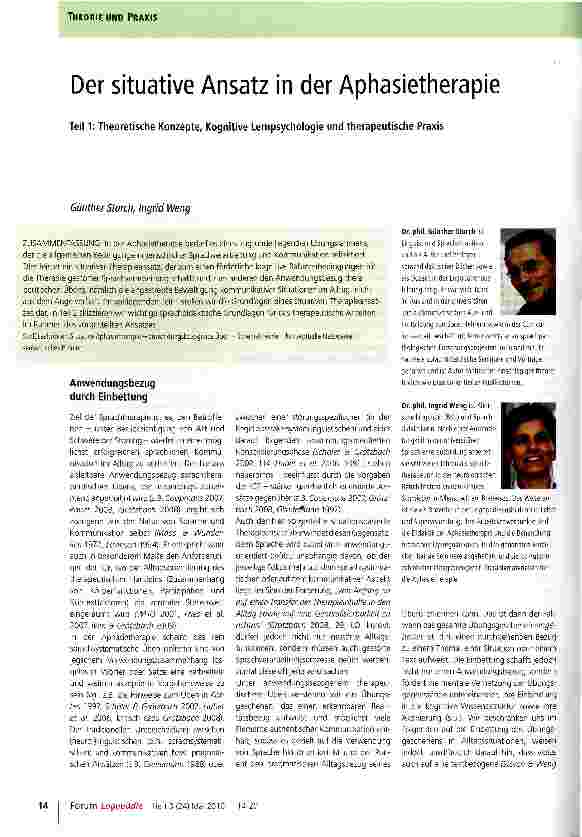 Vorschauseite 1: Der situative Ansatz in der Aphasietherapie
