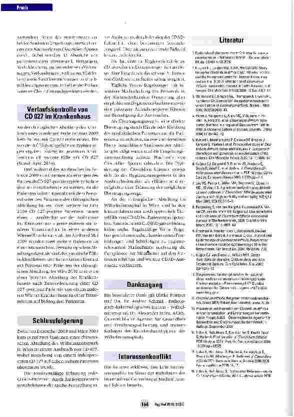 Vorschauseite 4: Ausbruch von Clostridium difficile PCR Ribotyp 027 in einer chirurgischen Abteilung