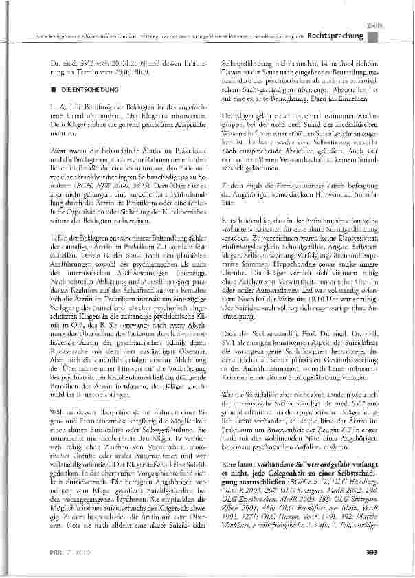 Vorschauseite 3: Anforderungen an ein Allgemeinkrankenhaus zur Unterbringung eines latent suizidgefährdeten Patienten Schadensersatzanspruch
