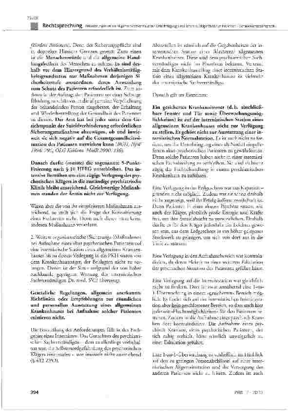 Vorschauseite 4: Anforderungen an ein Allgemeinkrankenhaus zur Unterbringung eines latent suizidgefährdeten Patienten Schadensersatzanspruch