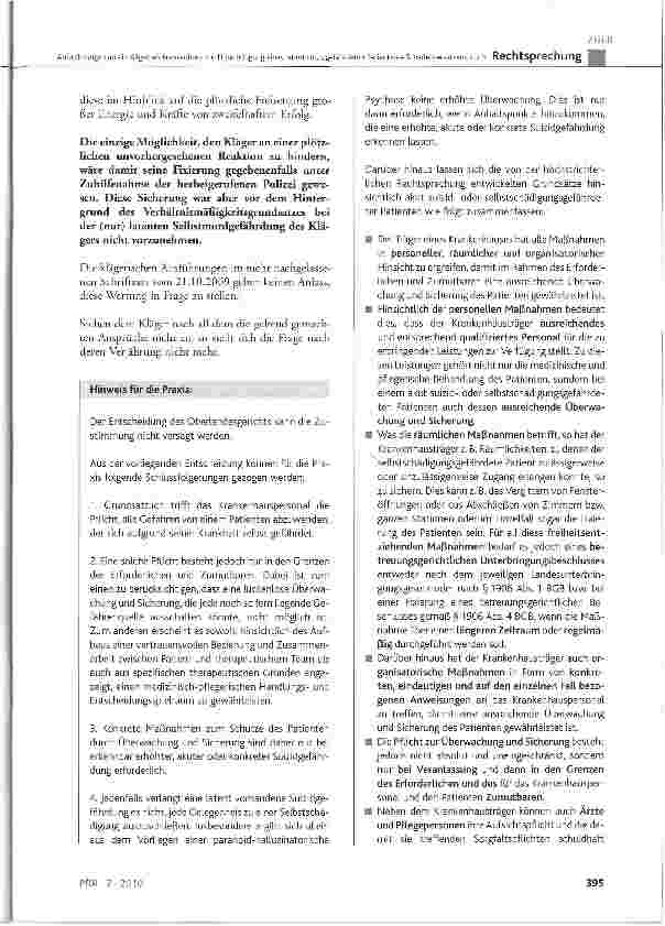 Vorschauseite 5: Anforderungen an ein Allgemeinkrankenhaus zur Unterbringung eines latent suizidgefährdeten Patienten Schadensersatzanspruch
