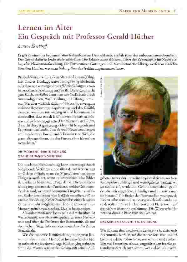 Vorschauseite 1: Lernen im Alter Ein Gespräch mit Professor Gerald Hüther