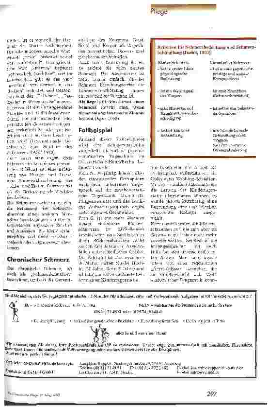 Vorschauseite 2: Das Besondere der chronischen Krankheit Beispiel einer Schmerzpatientin auf einer psychosomatischen Tagesklinik
