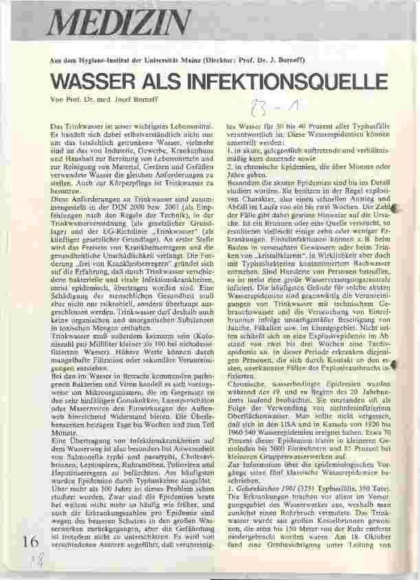 Vorschauseite 1: Wasser als Infektionsquelle