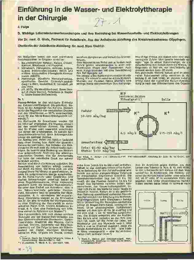 Vorschauseite 1: Einführung in die Wasserund Elektrolyttherapie in der Chirurgie 4. Folge: Die wichtigsten Laboratoriumsuntersuchungen