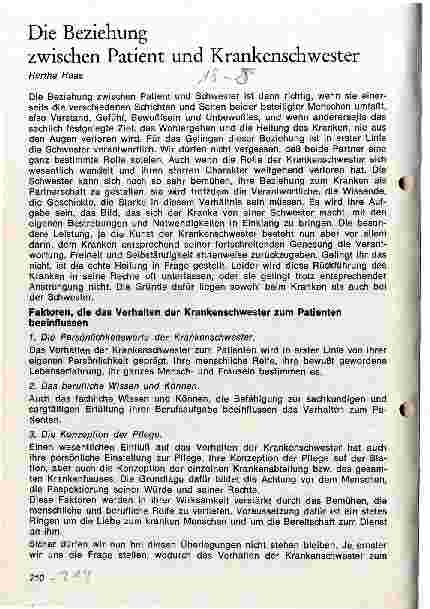 Vorschauseite 1: Die Beziehung zwischen Patient und Krankenschwester