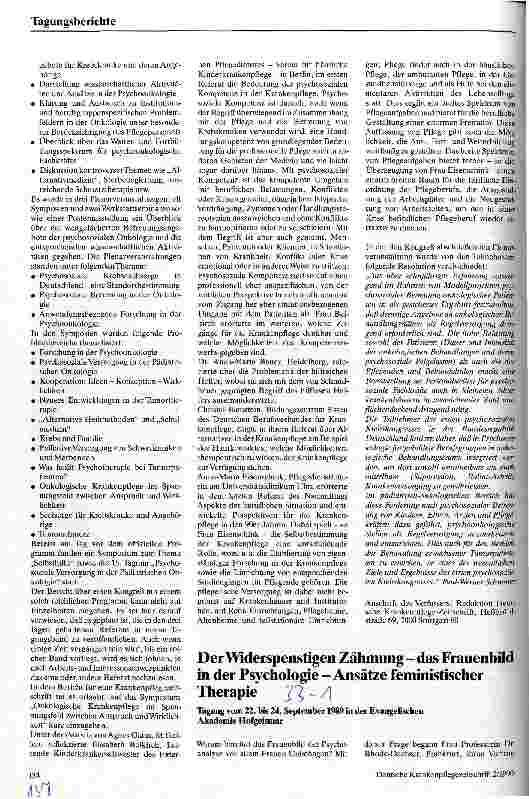 Vorschauseite 1: Der Widerspenstigen Zähmung - das Frauenbild in der Psychologie - Ansätze feministischer Therapie - Tagungsbericht aus Hofgeismar
