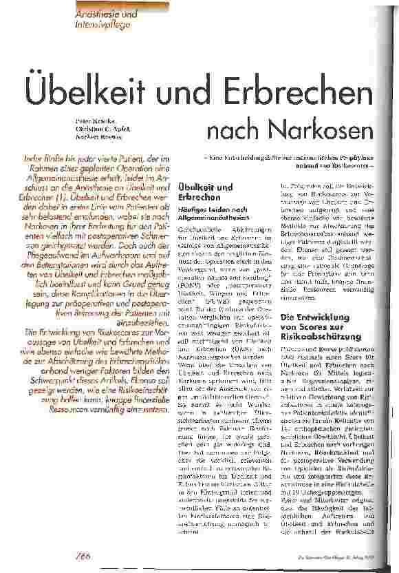 Vorschauseite 1: Übelkeit und Erbrechen nach Narkosen