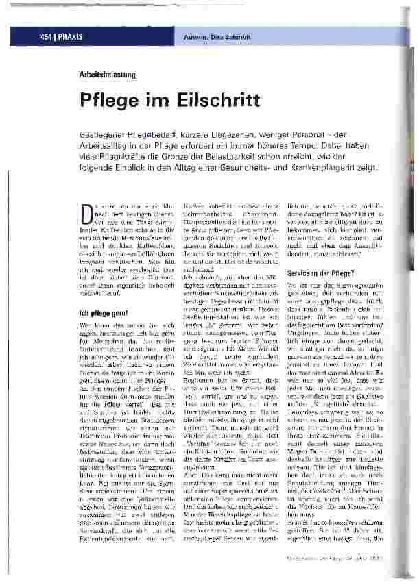 Vorschauseite 1: Pflege im Eilschritt