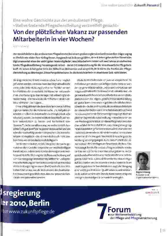 Vorschauseite 1: Von der plötzlichen Vakanz zur passenden Mitarbeiterin in vier Wochen?