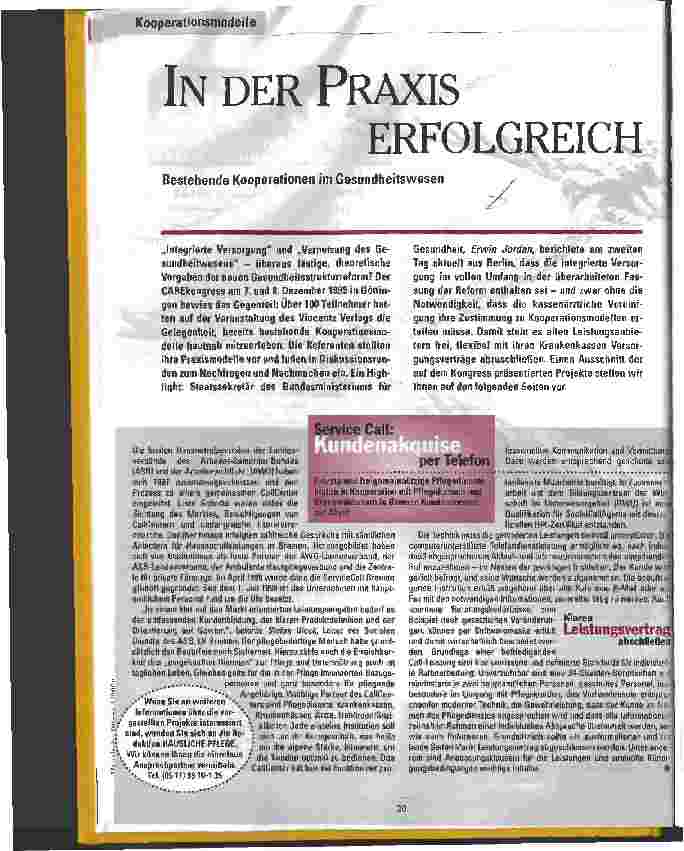 Vorschauseite 1: In der Praxis erfolgreich Bestehende Kooperationen im Gesundheitswesen