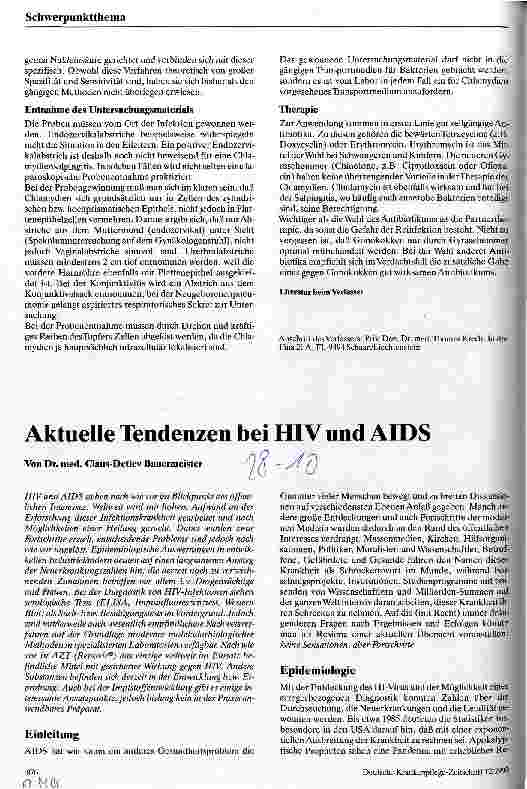 Vorschauseite 1: Aktuelle Tendenzen bei HIV und AIDS