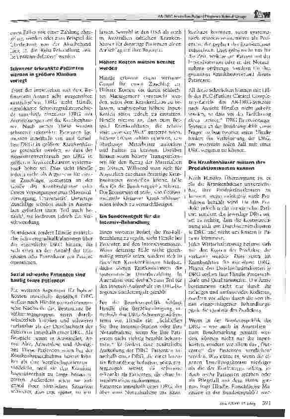 Vorschauseite 2: AR-DRG Australian Refined Diagnosis Related Groups Jede Leistung hat ihren festen Preis