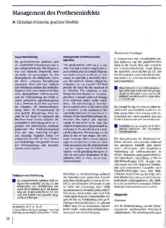 Vorschauseite 1: Management des Protheseninfekts