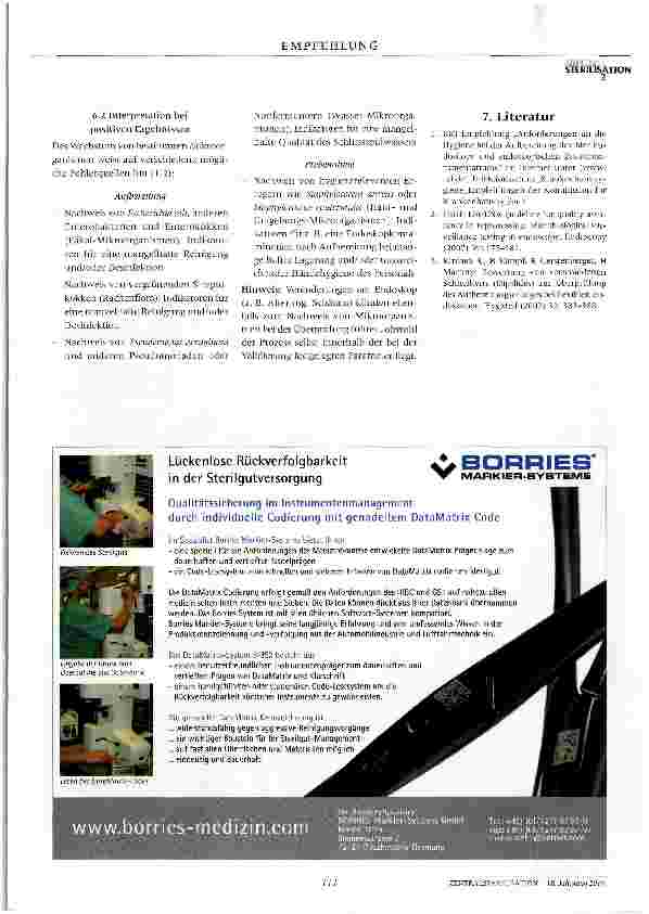 Vorschauseite 5: Hygienisch-mikrobiologische Überprüfung von flexiblen Endoskopen nach ihrer Aufbereitung
