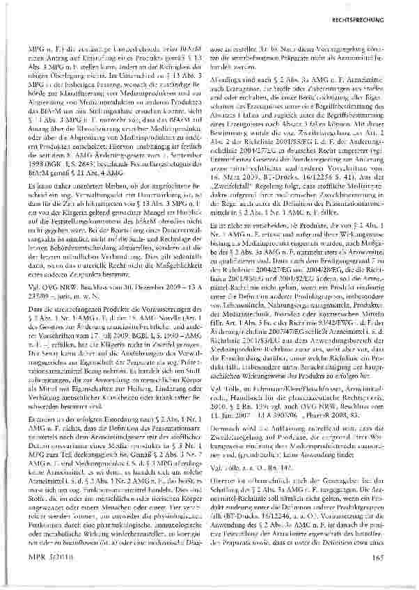 Vorschauseite 5: Zweifelsregelung nicht auf Produkte anwendbar, die auf Grund ihrer Wirkungsweise eindeutig dem Medizinprodukterecht unterliegen