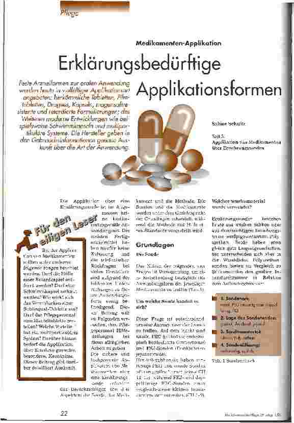 Vorschauseite 1: Erklärungsbedürftige Applikationsformen Teil 5: Applikation von Medikamenten über Ernährungssonden