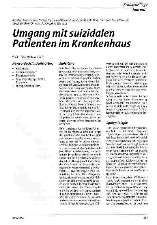 Vorschauseite 1: Umgang mit suizidalen Patienten im Krankenhaus