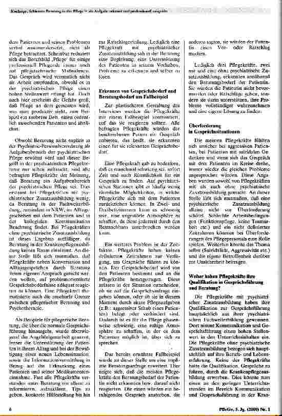 Vorschauseite 3: Beratung in der Pflege - als Aufgabe erkannt und professionell ausgeübt? Darstellung zweier qualitativer Studien aus stationären Bereichen der psychiatrischen und somatischen Kran…
