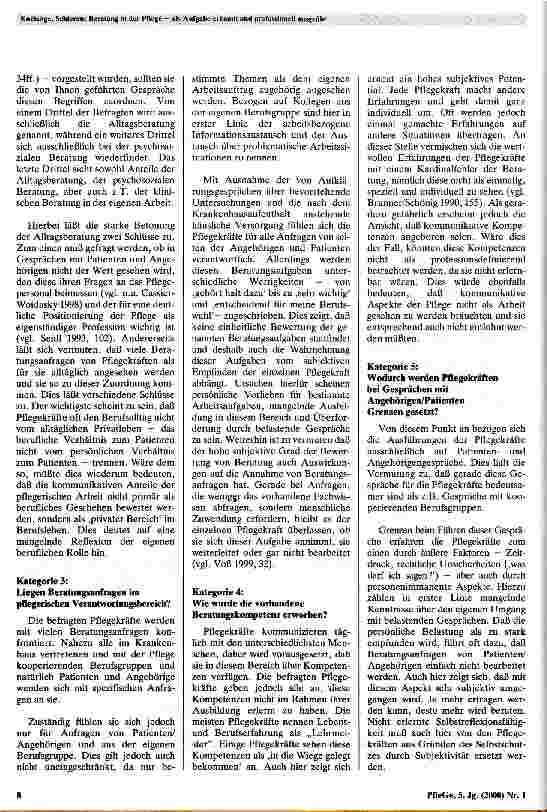 Vorschauseite 5: Beratung in der Pflege - als Aufgabe erkannt und professionell ausgeübt? Darstellung zweier qualitativer Studien aus stationären Bereichen der psychiatrischen und somatischen Kran…