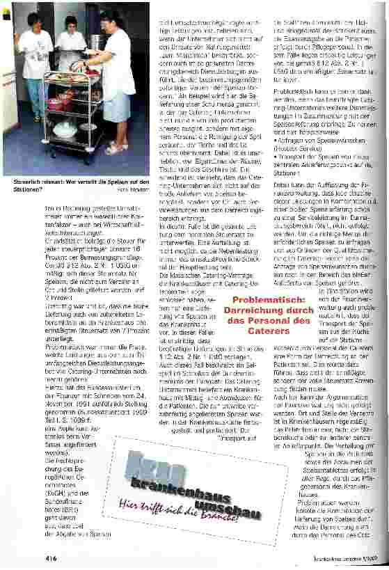 Vorschauseite 2: Stimmt die Leistungstiefe? Steuerliche Aspekte bei der Vergabe von Cateringleistungen