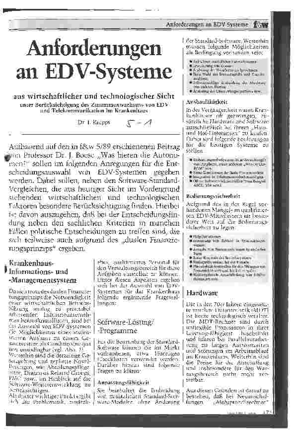Vorschauseite 1: Anforderungen an EDV-Systeme aus wirtschaftlicher und technologischer Sicht