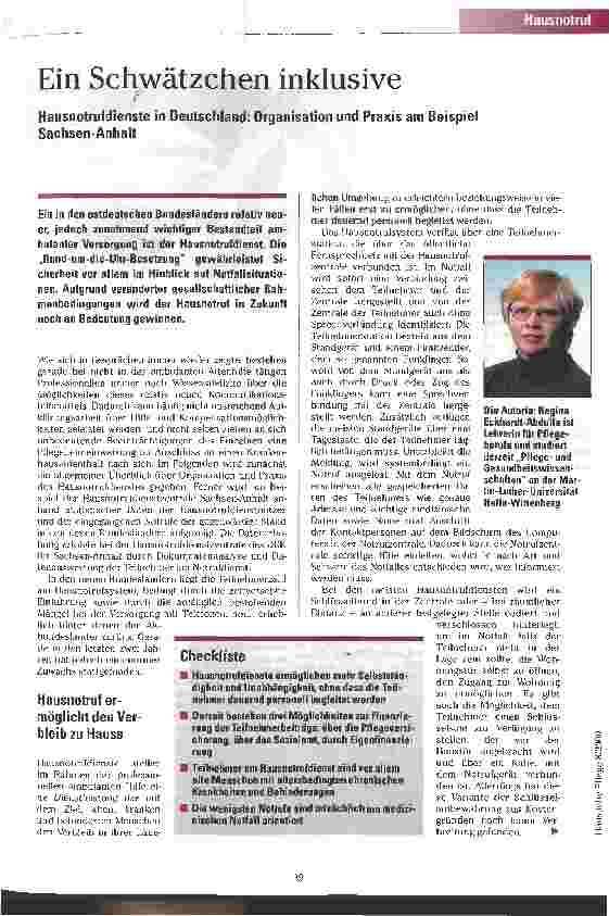 Vorschauseite 1: Ein Schwätzchen inklusive Hausnotrufdienste in Deutschland: Organisation und Praxis am Beispiel Sachsen-Anhalt