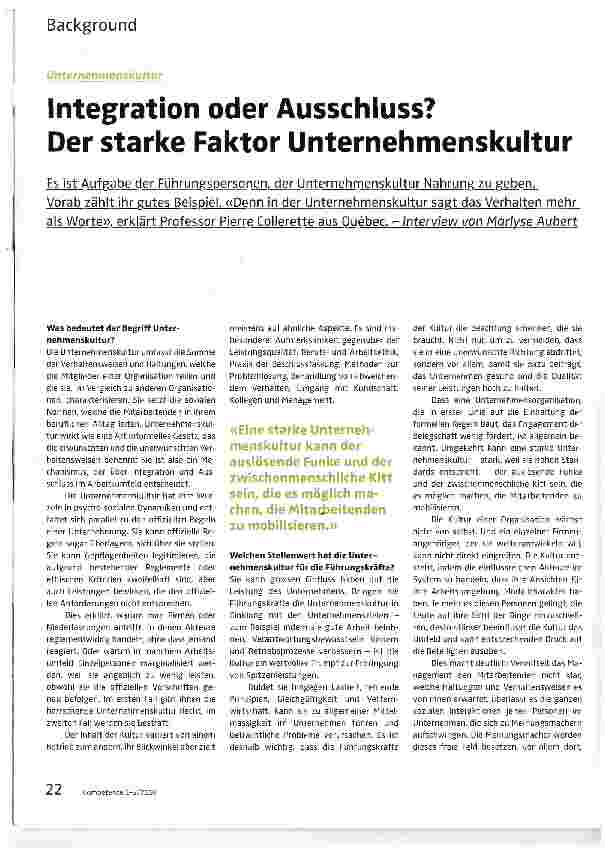 Vorschauseite 1: Integration oder Ausschluss? Der starke Faktor Unternehmenskultur