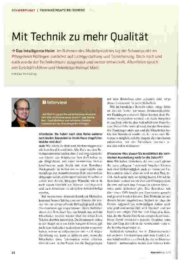 Vorschauseite 1: Mit Technik zu mehr Qualität