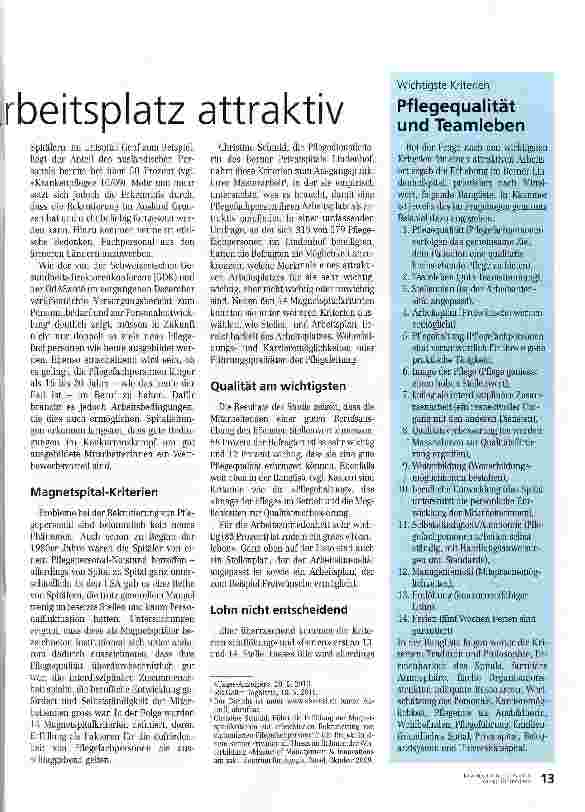Vorschauseite 2: Hohe Pflegequalität macht Arbeitsplatz attraktiv