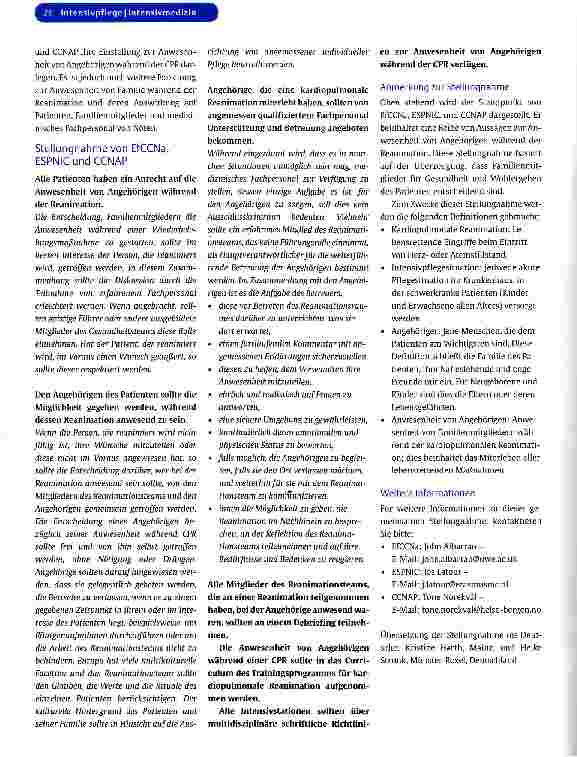 Vorschauseite 2: Die Anwesenheit von Angehörigen während der kardiopulmonalen Reanimation