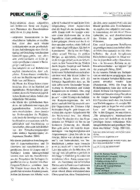Vorschauseite 2: Rauschtrinken - ein jugendkulturelles Phänomen