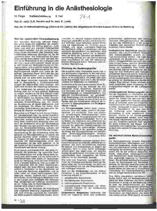 Vorschauseite 1: Einführung in die Anästhesie 14. Folge: Narkosebeatmung 2. Teil