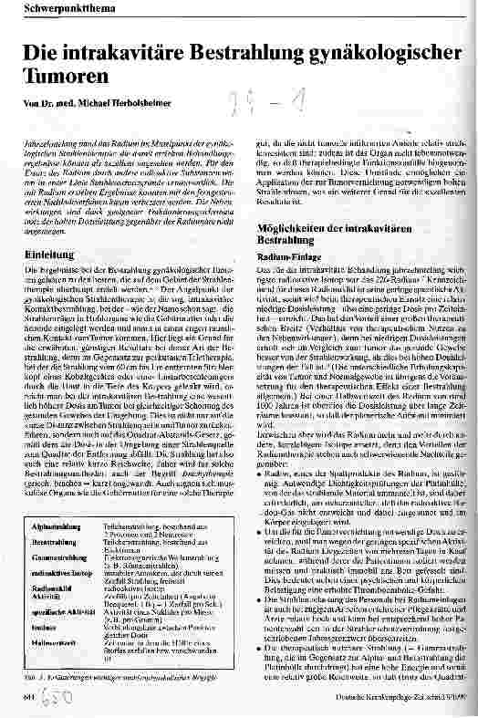 Vorschauseite 1: Die intrakavitäre Bestrahlung gynäkologischer Tumoren