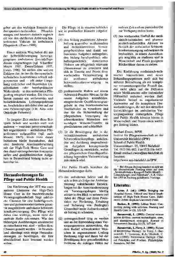 Vorschauseite 4: Häusliche Infusinonstherapie (HIT) Herausforderung für Pflege und Public Health in Wissenschaft und Praxis